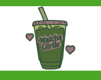 Matcha Latte Embroidery Design