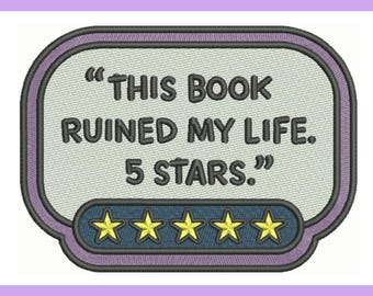 This Book Ruined My Life, 5 Stars Embroidery Design - Booktok Embroidery File (Digital Download)