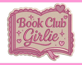 Book Club Girlie Embroidery Design - Booktok Embroidery File (Digital Download)