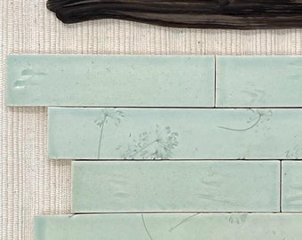 Handmade Mint Aqua Tile: Dill & Bark Imprinted, Sold by Sq Ft