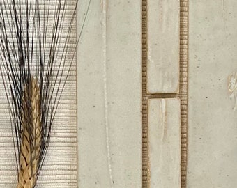 Botanical Tile: Wheat & Bark Imprint, Creamy White with Golden Highlights
