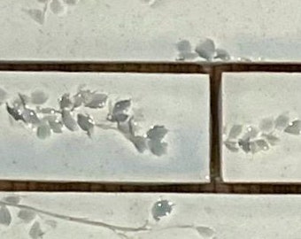 Handmade Botanical Tile: Light Blue Kitchen/Bathroom Backsplash