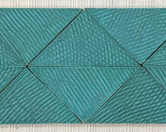 Handgemaakte gepatineerde turquoise driehoekige tegel: keuken, bad, open haard