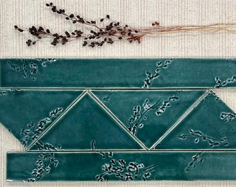 Hand-Scored Green Tile Pattern: Kitchen, Bath & Fireplace Surround