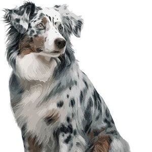 Mini Aussie Vector Art - Australian Shepherd Dog Illustration - Digital Download