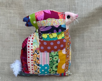 Primitive Handmade Bunny, Bowl Filler,  Bunny Doll, patchwork bunny, Farmhouse Spring Decor, Easter Hostess gift, Teacher gift