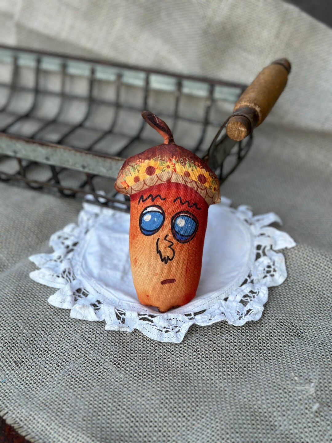 Handmade Primitive Acorn Doll, Farmhouse Fall, Bowl Filler, Shelf ...