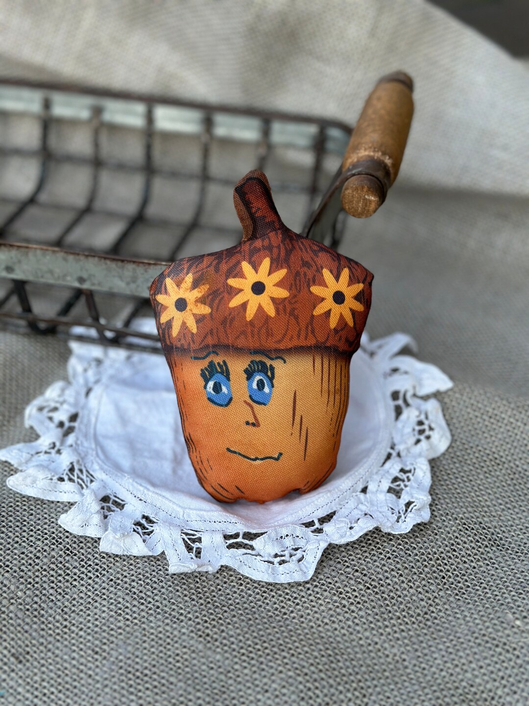 Handmade Primitive Acorn Doll, Farmhouse Fall, Bowl Filler, Shelf ...