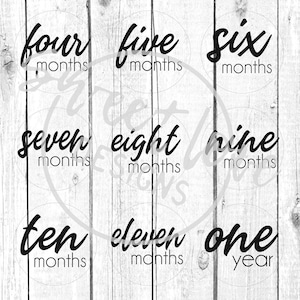 Marqueurs photo mensuels de jalons pour bébés | | de fichier de découpe numérique Shilouette Cricut | Fichier SVG