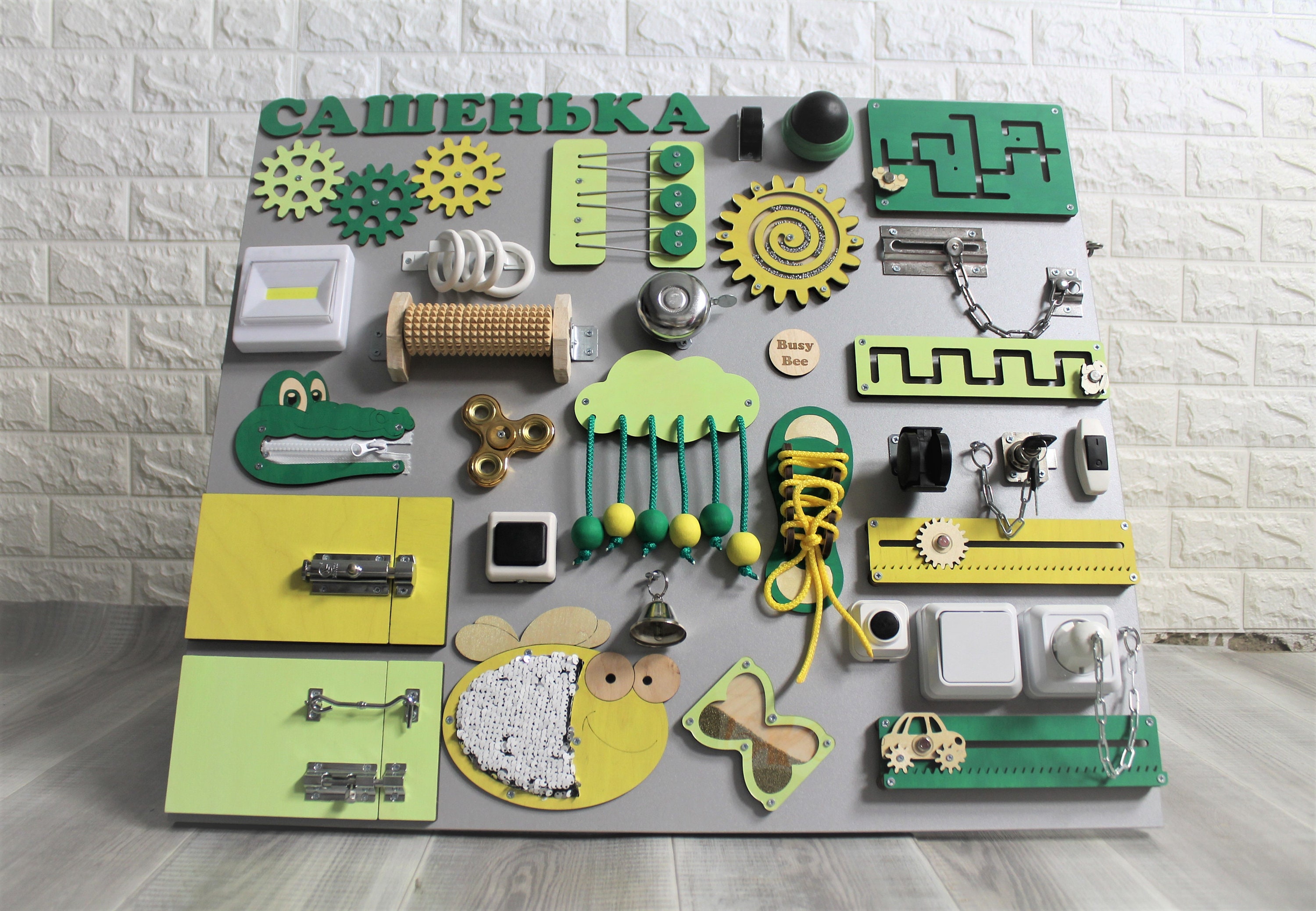 Custom Busy Board: Sensory Montessori Activity Toy (70x60 cm)