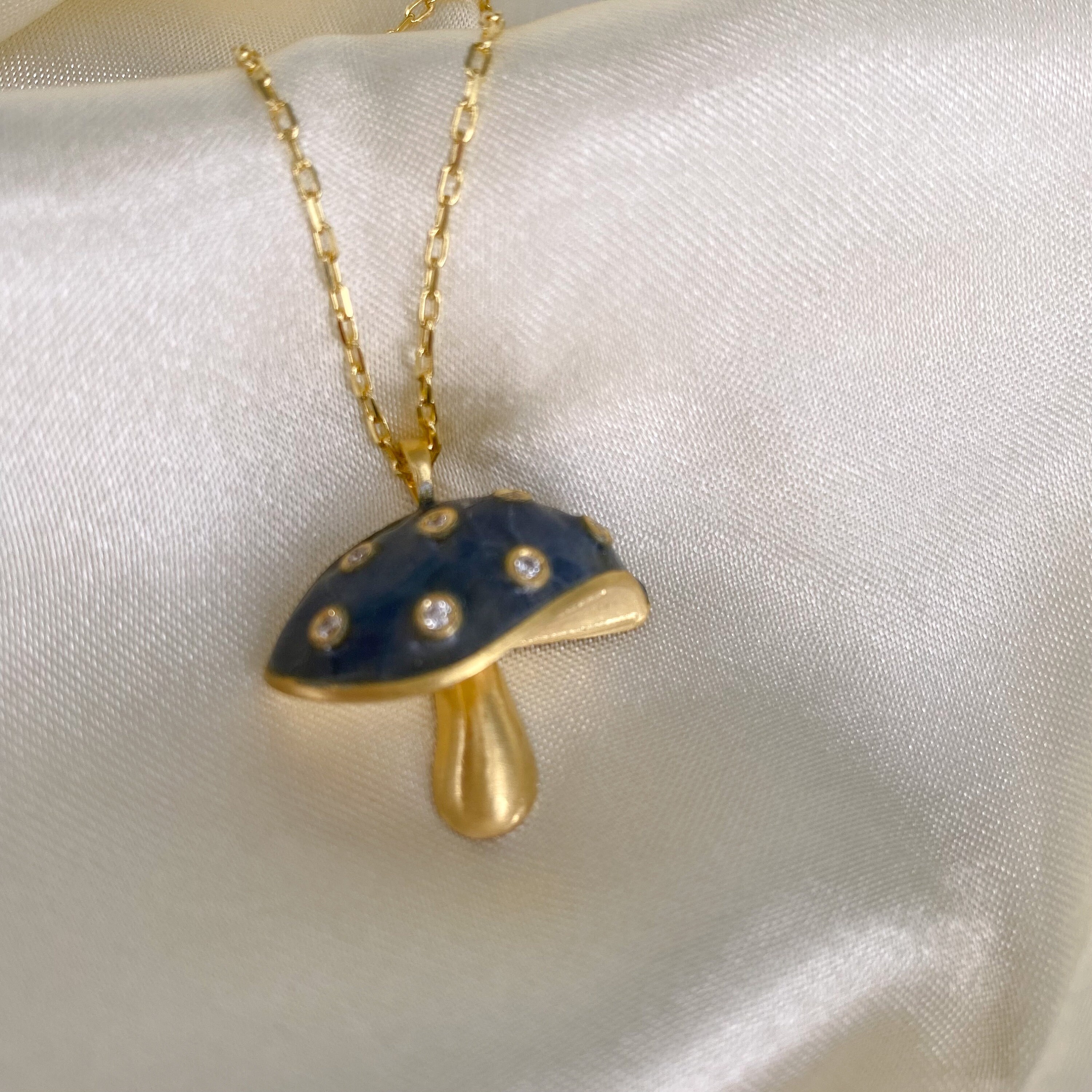 18k Gold Filled Mushroom Necklace Colorful Mushroom Necklace Etsy