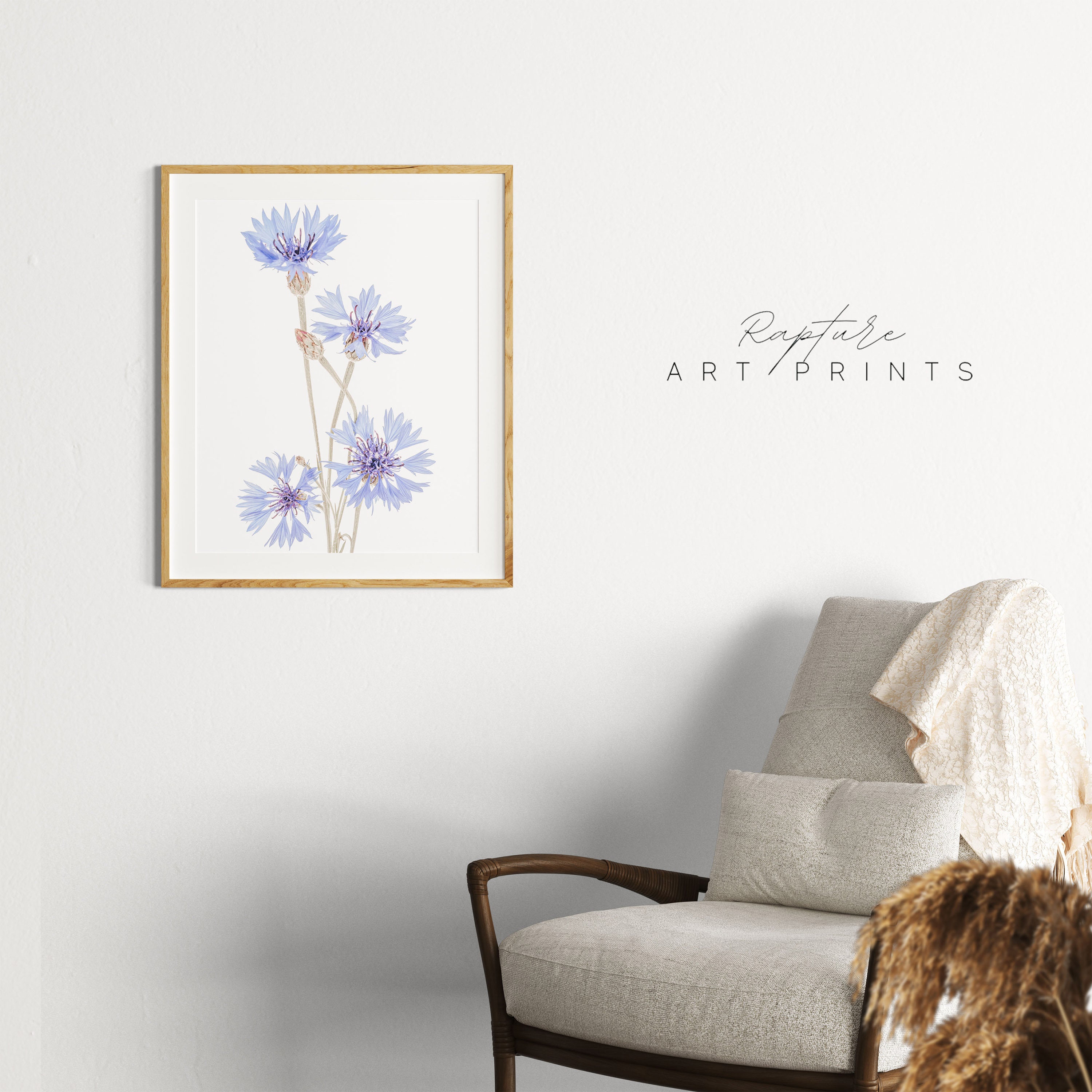 Blue Cornflower Wall Art, INSTANT DOWNLOAD, Blue Cornflowers Print