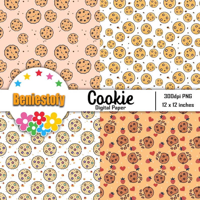 Cookie Seamless Pattern, Digital Papers, Scrapbook Papers, Pattern ...
