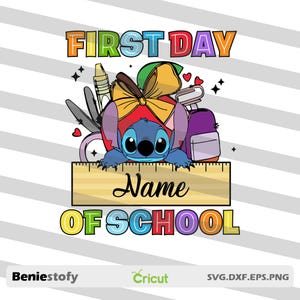 First Day Of School Svg, Cute Blue Svg, Back To School Svg, Cartoon Svg, Cricut File, Clipart, Svg, Png, Eps, Dxf