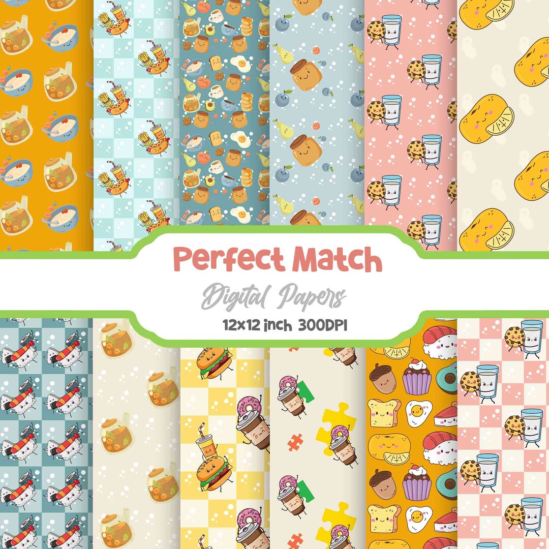 Perfect Match Seamless Pattern, Digital Papers, Scrapbook Papers ...