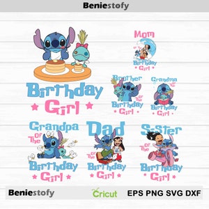 Pakiet Rodzina Urodziny Dziewczyna svg, Urodziny svg, Plik Cricut, Clipart, svg, png, eps, dxf