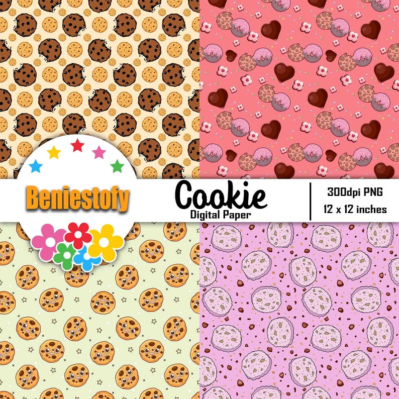 Cookie Seamless Pattern, Digital Papers, Scrapbook Papers, Pattern ...