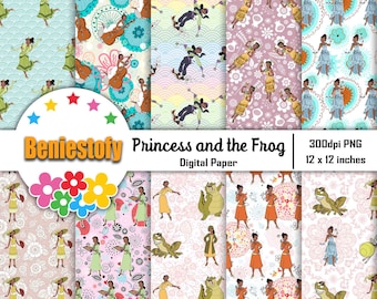 Cute Frog Seamless Pattern, Scrapbook, Digital Paper, Wallpaper, Background, Pattern, 12*12inches -300dpi