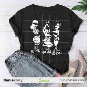 Sexy Girls See No Evil Hear No Evil Speak No Evil SVG, Lustige svg, Cricut Datei, Clipart, svg, png, eps, dxf