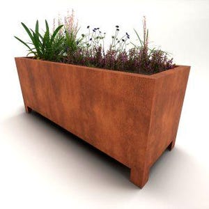 Arden Corten Steel Trough Planter with Feet
