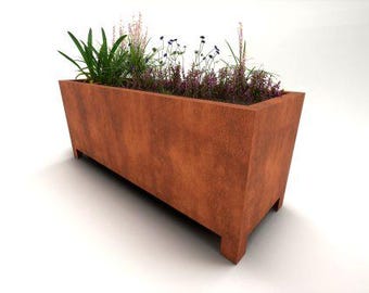 Arden Corten Steel Trough Planter with Feet