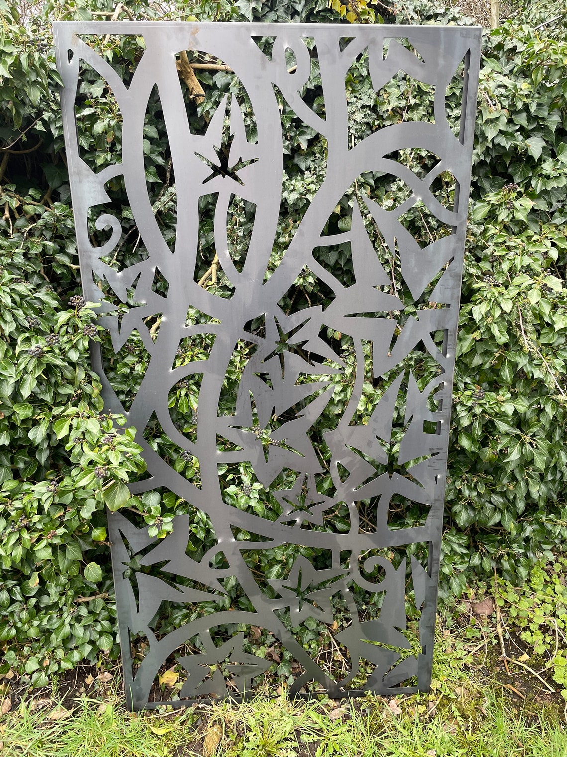 Steel Garden Privacy Decorative Screen with Ivy Design Etsy
