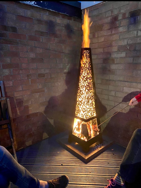 Garden Scotrade New Metal Black Versailles Circular Log fire pit Burner