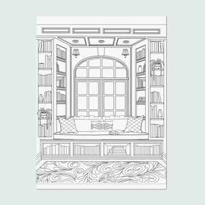 Interior Design Coloring Pages (vol 4), Printable Adult Coloring Pages ...