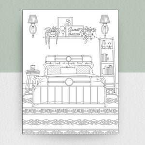 Interior Design Coloring Pages (vol 2), Printable Adult Coloring Pages ...