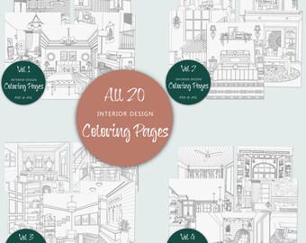 Interior Design Coloring Pages vol 1, Printable Adult Coloring Pages ...