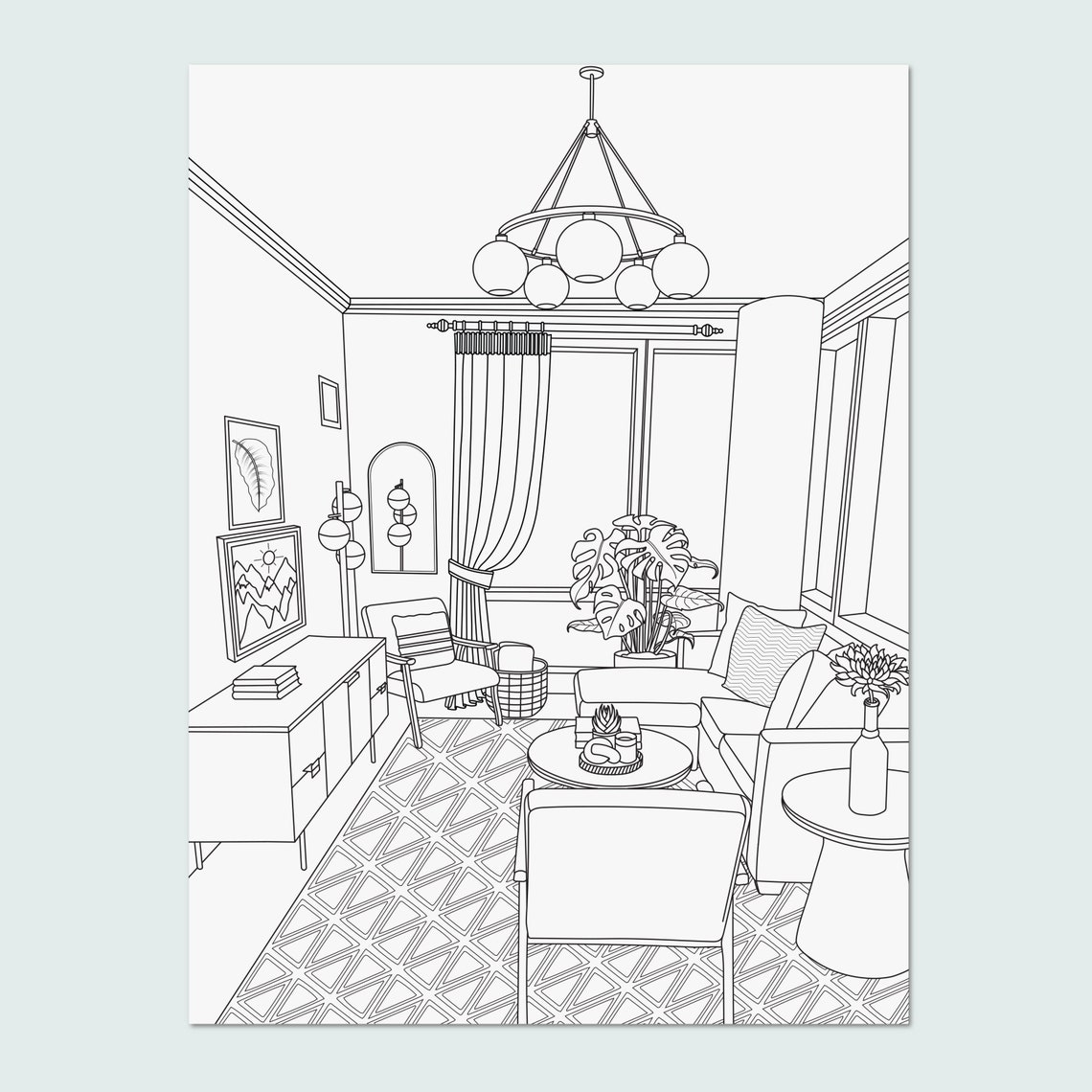 Interior Design Coloring Pages vol 1 Printable Adult - Etsy
