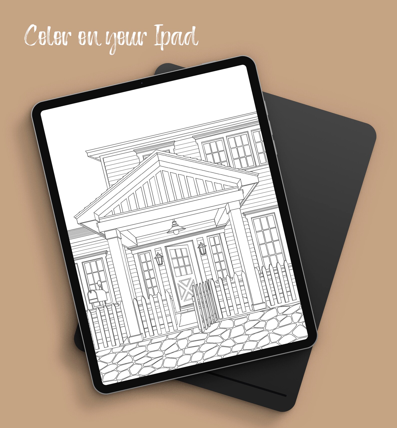 Exterior Home Design Coloring Page (house 1), Printable Adult Coloring ...