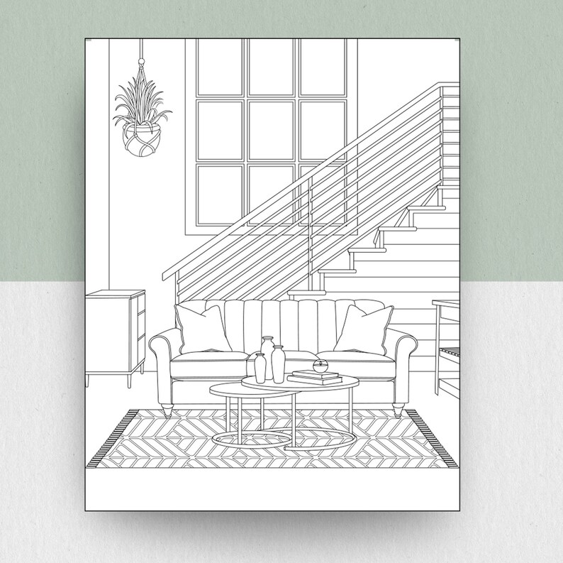Interior Design Coloring Pages vol 2 Printable Adult Etsy