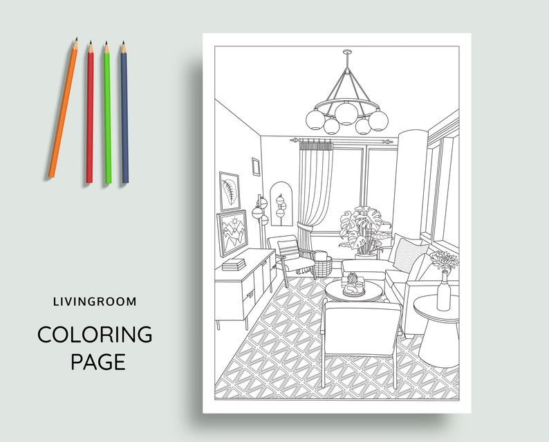 Interior Design Coloring Pages vol 1 Printable Adult - Etsy