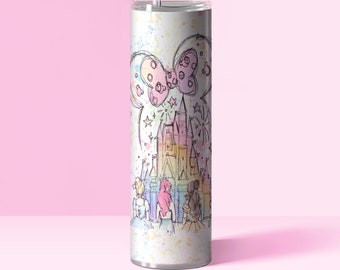 Tumbler wrap png rainbow castle, tumbler wrap designs 20 oz, watercolor castle, bridesmaid gifts, digital instant download