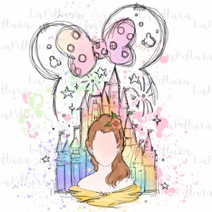 Watercolor beauty and the beast PNG Castle Clipart Printable Digital Download