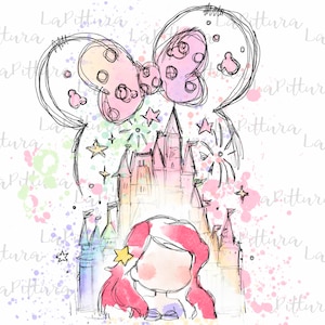 Watercolor Princess PNG, Princess Clipart, All princess Printable Digital Download