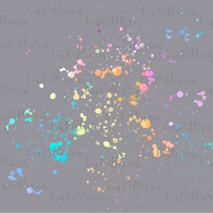 Watercolor PNG Splashes Clipart Rainbow Printable Digital Download