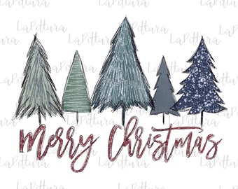 Christmas trees PNG, digital download, t-shirt Sublimation design hand drawn Printable file Graphic Clipart Tshirt