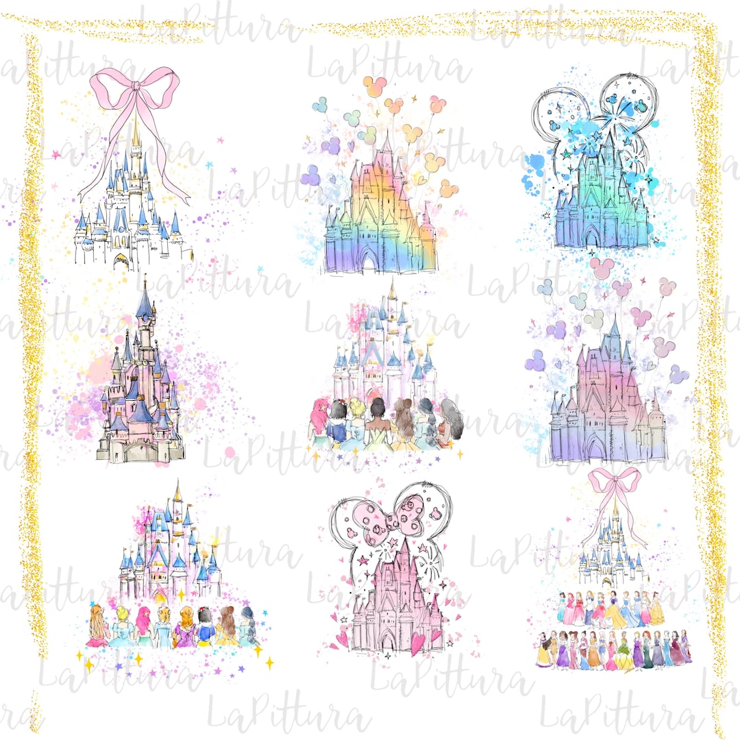 Watercolor Princess and Castle Clipart Bundle, Fairytale PNG Set ...