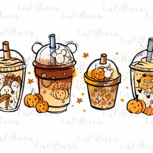 Horror Fall Coffee PNG Pumpkin Spice Latte Iced Warm Autumn - Etsy