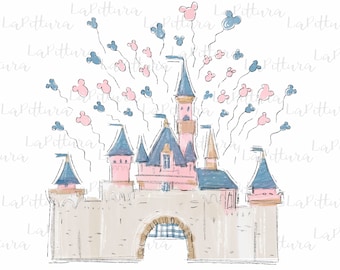 Watercolor PNG Castle Clipart Printable Digital Download