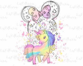 Watercolor PNG Unicorn Clipart Printable Digital Download