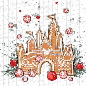 Watercolor Christmas PNG Castle Clipart Printable Digital Download