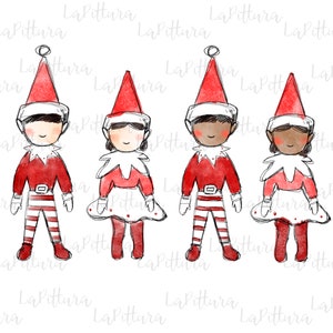 Clip art di elfi png, ragazza e ragazzo, clipart di elfi, clipart di Natale in formato Png con design a sublimazione, download digitale di PNG, download digitale di PNG di Natale