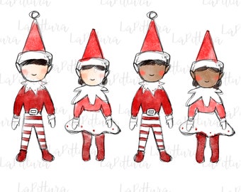 Elf clipart png, meisje en jongen, Elf clipart, Kerst PNG clipart sublimatie ontwerp, digitale download png, Kerst PNG digitale download