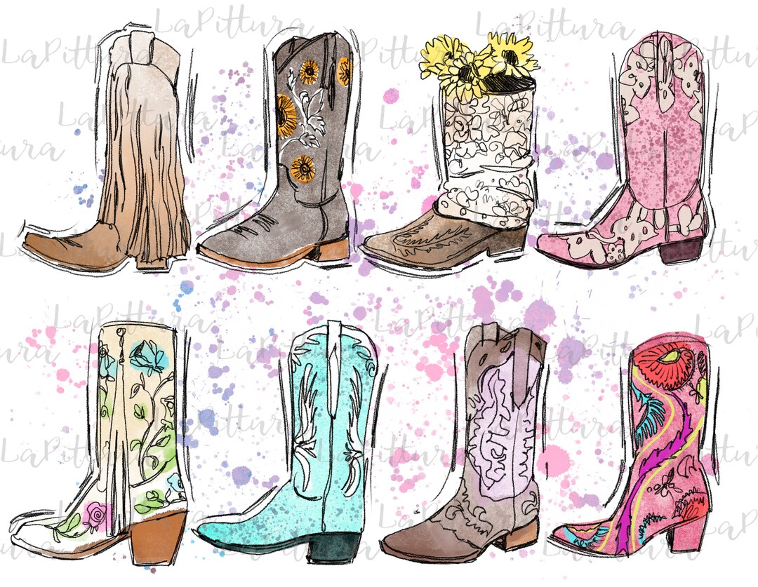 Cowgirls Boots Clipart PNG, Cowgirl Sublimation Png, Cowgirl Boots ...