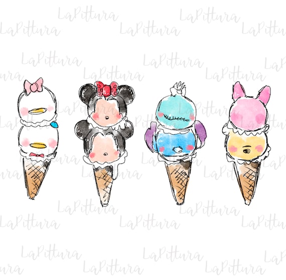 Watercolor sweet ice cream PNG, ice cream Clipart Printable Digital Download