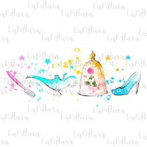 Princess Clipart, Beauty and the beast, Bright clipart, All princess, Printable Digital Download