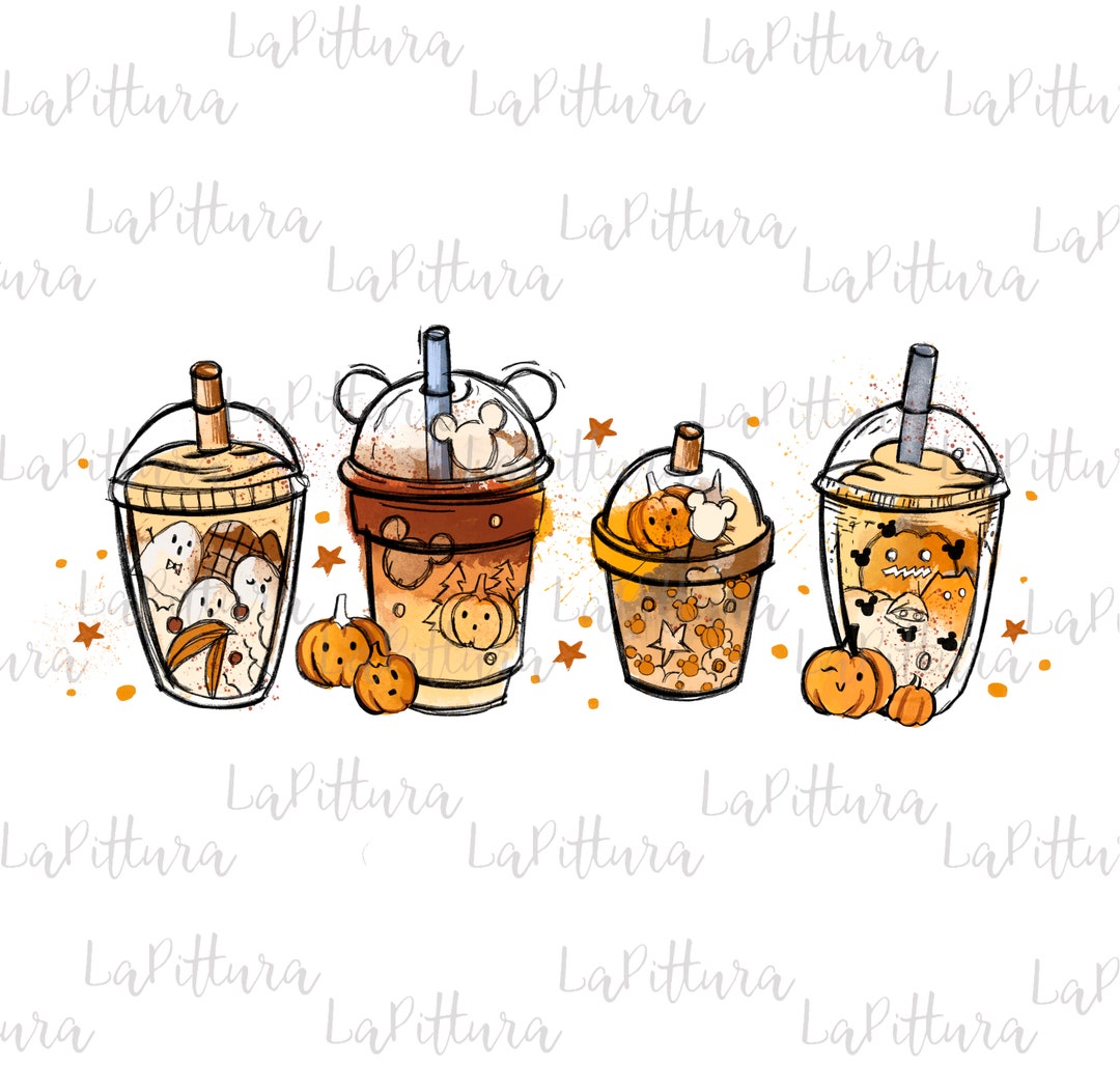 Horror Fall Coffee PNG Pumpkin Spice Latte Iced Warm Autumn Orange ...